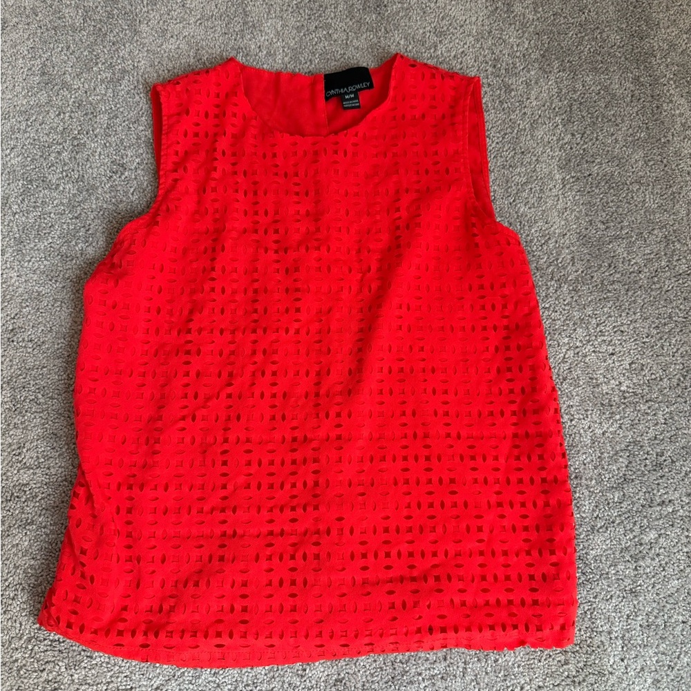 Cynthia Rowley Orange Sleeveless Eyelet Top Women’s Size Medium